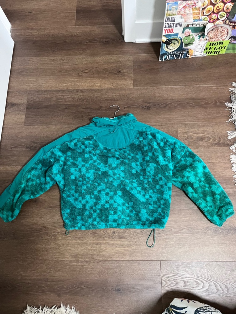 JoyLab Teal Patterned Teddy Jacket with Hood - Picture 3 of 3